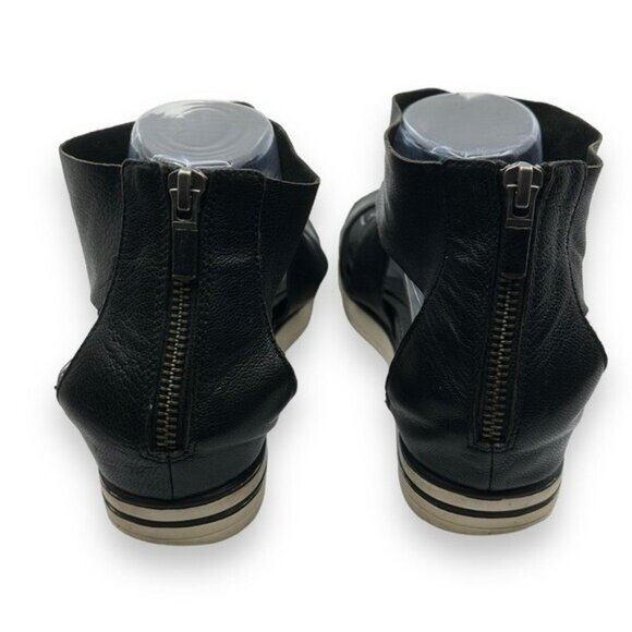 Eileen Fisher 8.5 Leather Sneaker Sandal Black Leather Strappy Platform Boost - Picture 6 of 11